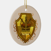 Kroon Zwaard Schild achternaam Keramisch Ornament (Rechts)