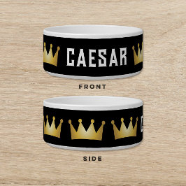 Kroon Zwart Goud Hond Kat Pet Voerbakje