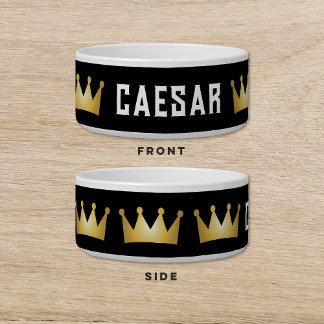 Kroon Zwart Goud Hond Kat Pet Voerbakje