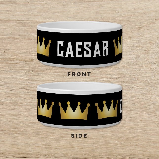 Kroon Zwart Goud Hond Kat Pet Voerbakje (Creator heeft geüpload)