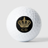 Kroon zwarte monogram initiaal golfballen (Voorkant)