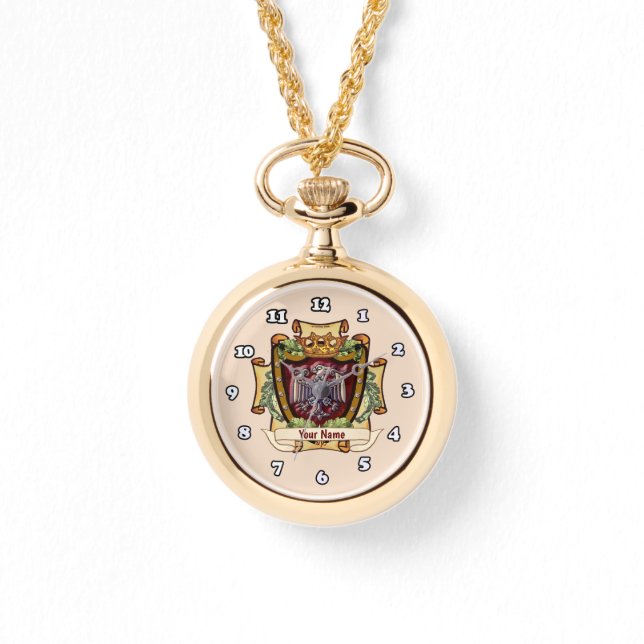 Kroonbanner Adelaar Achternaam Horloge (Voorkant)