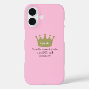 Kroonbijbelvers Christelijk Faith Light Pink iPhone 16 Hoesje