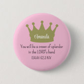 Kroonbijbelvers Christelijk Faith Light Pink Ronde Button 5,7 Cm (Voorkant)