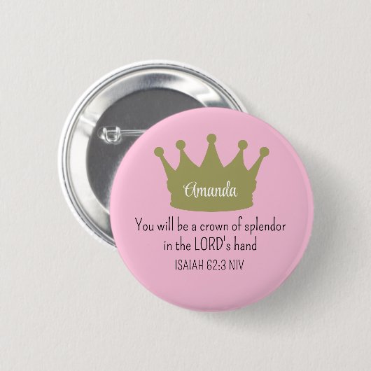Kroonbijbelvers Christelijk Faith Light Pink Ronde Button 5,7 Cm (Voorkant /achterkant)