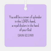 Kroonbijbelvers Christelijk geloofslicht Paarse Metalen Ornament (Achterkant)