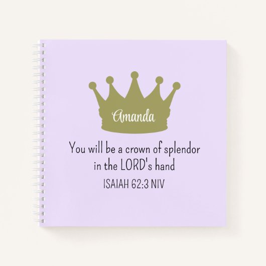 Kroonbijbelvers Christelijk geloofslicht Paarse Notitieboek (Voorkant)