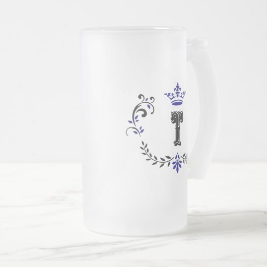 kroonboulevonmonogram "T" Matglas Bierpul (Voorkant rechts)