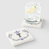 kroonboulevonmonogram "T" Stenen Onderzetter (Zijkant)