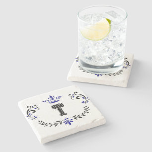 kroonboulevonmonogram "T" Stenen Onderzetter