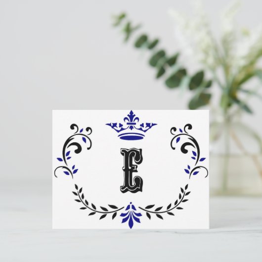 kroonboulevormmonogram "E" Briefkaart (Staand voorkant)