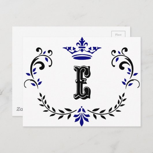 kroonboulevormmonogram "E" Briefkaart (Voorkant / Achterkant)