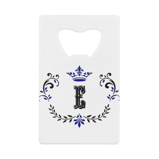 kroonboulevormmonogram "E" Creditkaart Flessenopener (Voorkant)