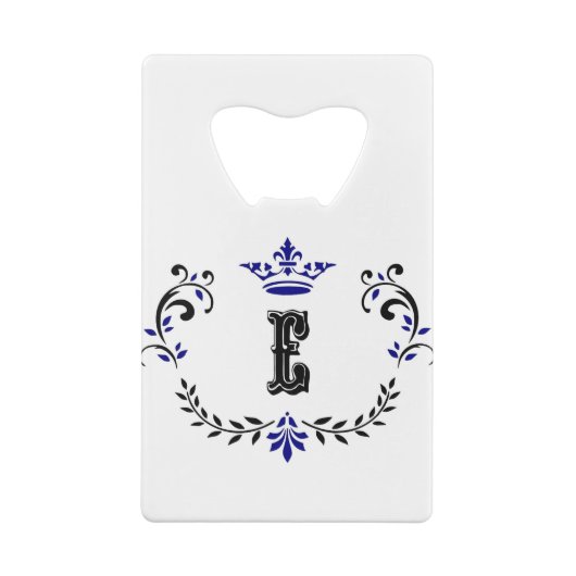 kroonboulevormmonogram "E" Creditkaart Flessenopener (Achterkant)