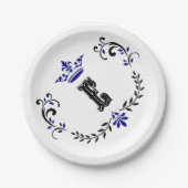 kroonboulevormmonogram "E" Papieren Bordje (Voorkant)