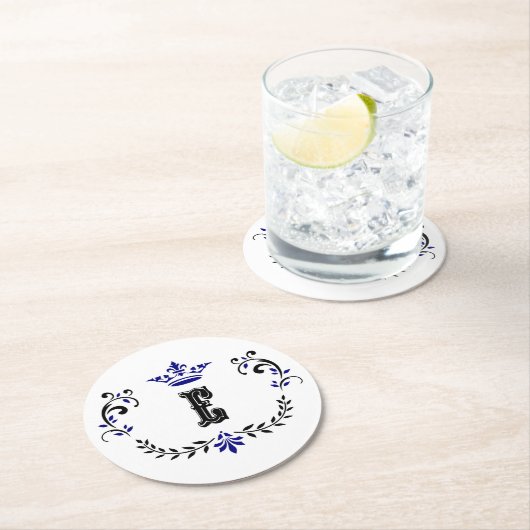 kroonboulevormmonogram "E" Ronde Kartonnen Onderzetter (Insitu)