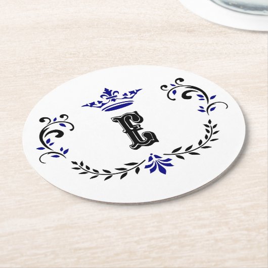 kroonboulevormmonogram "E" Ronde Kartonnen Onderzetter (Gebogen)