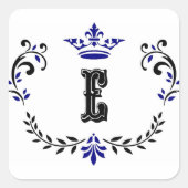 kroonboulevormmonogram "E" Vierkante Sticker (Voorkant)