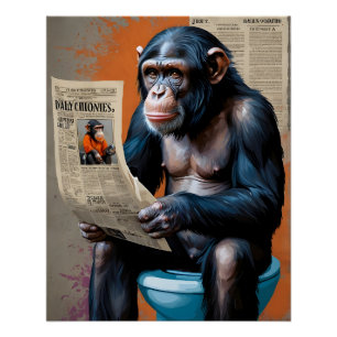 Kroonchimpansee op de troon - Bold Pop Art Perfect Poster