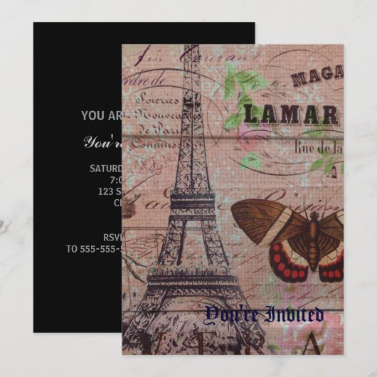 kroonfranse bijenvlinder Parijs Eiffeltoren Kaart (Voorkant / Achterkant)
