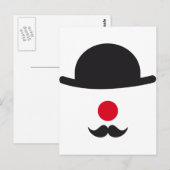 kroongezicht met pet, rode neus en snor briefkaart (Voorkant / Achterkant)
