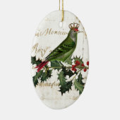  Kroongroene vogel & Holly Keramisch Ornament (Rechts)