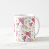 Kroonhart roze Waterverf monogram Koffiemok (Voorkant rechts)