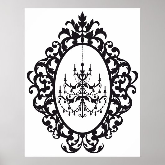 kroonkandelaar in lijst van antiek afbeelding poster (Voorkant)