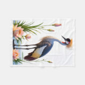 Kroonkraan en Lotusdeken Fleece Deken (Voorkant (Horizontaal))