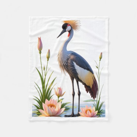 Kroonkraan en Lotusdeken Fleece Deken (Voorkant)