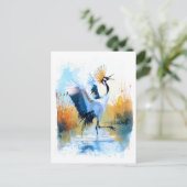Kroonkraandansen in het water feestdagenkaart (Staand voorkant)