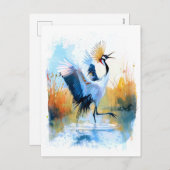 Kroonkraandansen in het water feestdagenkaart (Voorkant / Achterkant)