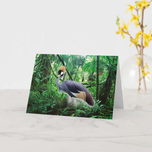 Kroonkraanverjaardag Kaart (Gele Bloem)