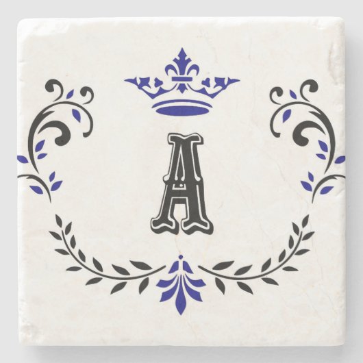 Kroonkrans A Monogram Stenen Onderzetter (Voorkant)