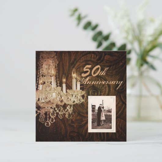 kroonland kroonluchter 50ste trouwdag kaart (Staand voorkant)