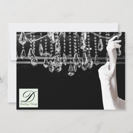 Kroonluchter 50e verjaardag viering zwart wit kaart (Achterkant)