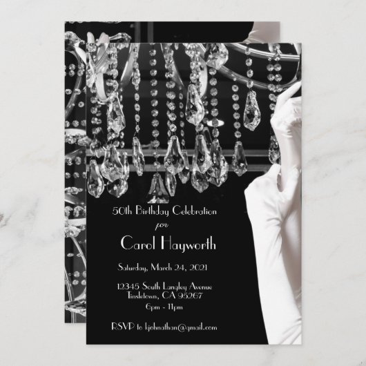 Kroonluchter 50e verjaardag viering zwart wit kaart (Voorkant / Achterkant)