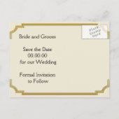 Kroonluchter & Art Deco border bruiloft Save the D Aankondigingskaart (Achterkant)