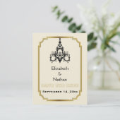 Kroonluchter & Art Deco border bruiloft Save the D Aankondigingskaart (Staand voorkant)