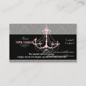 Kroonluchter + Barok damast /parel + roze Visitekaartje (Achterkant)