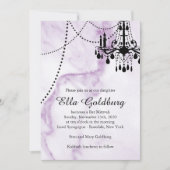 Kroonluchter Bat Mitswa Uitnodigen op Paarse Marme Kaart (Voorkant)