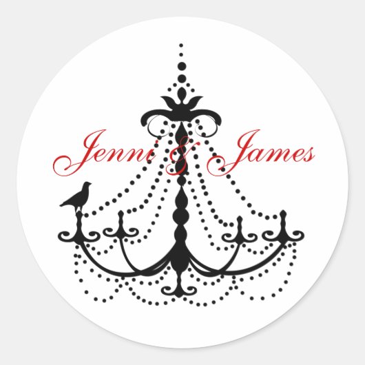 Kroonluchter bruiloft gunst Stickers (Voorkant)