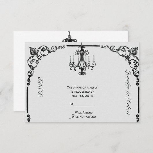  kroonluchter bruiloft reactie Kaart (Voorkant / Achterkant)