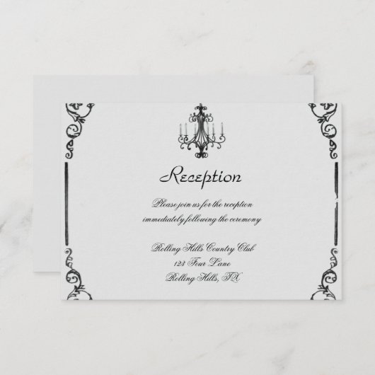  kroonluchter bruiloft receptie kaart (Voorkant / Achterkant)