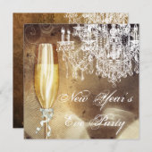  kroonluchter champagne oudejaarsfeest kaart (Voorkant / Achterkant)