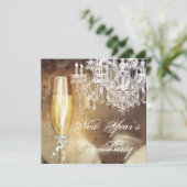  kroonluchter champagne oudejaarsfeest kaart (Staand voorkant)