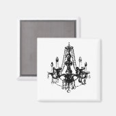 Kroonluchter Elegantie ~ Magnet Zwart Wit Retro (Voorkant / Achterkant)
