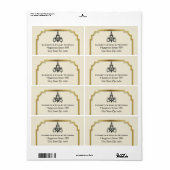 Kroonluchter en Art Deco grens beige bruiloft Etiket (Full Sheet)
