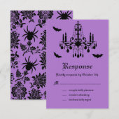 Kroonluchter en Damask RSVP Kaartje (Voorkant / Achterkant)