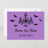 Kroonluchter en Damask Save the Date Briefkaart (Voorkant / Achterkant)